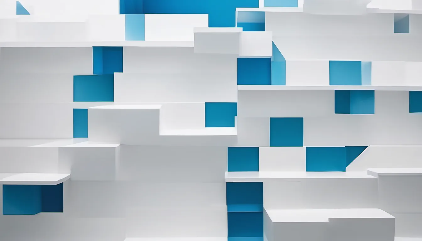 Abstract ordered ascending steps illustration in blue and pale sky on white — decorative header for How We Compile These Figures